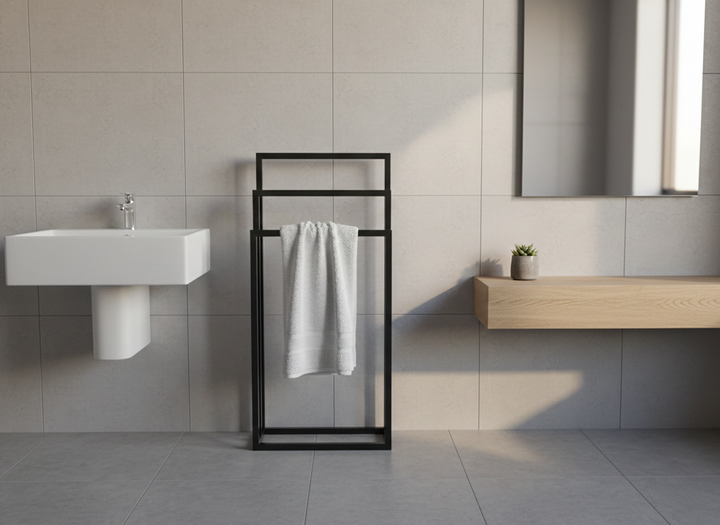 Stojak na ręczniki TRIO Compact - (450×200, 600/700/800) – metalowy stojak na ręczniki loft