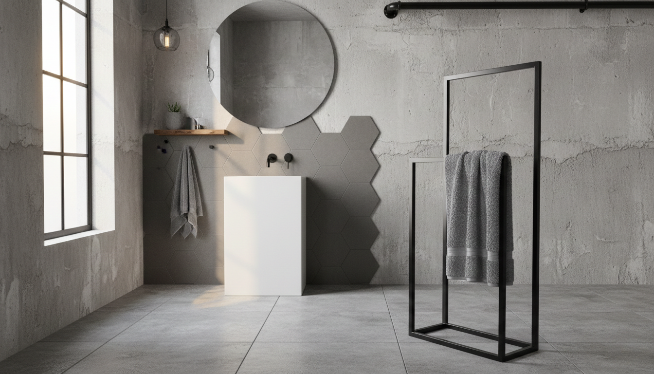 Stojak na ręczniki DUO Spa (450×240, 1000/700 mm) – metalowy stojak na ręczniki loft