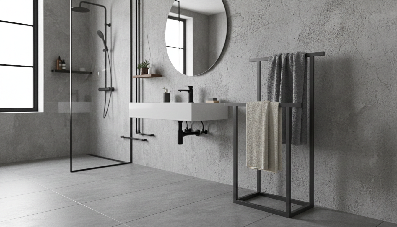 Stojak na ręczniki FRAME DUO L – metalowy stojak na ręczniki loft