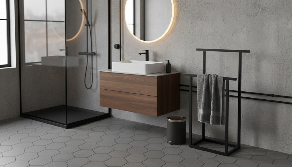 Stojak na ręczniki FRAME DUO S – metalowy stojak na ręczniki loft