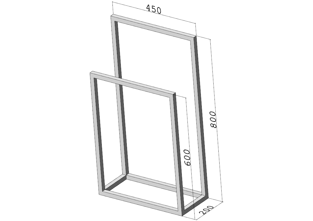 Stojak na ręczniki DUO Compact - (450×200, 800/600 mm) – metalowy stojak na ręczniki loft