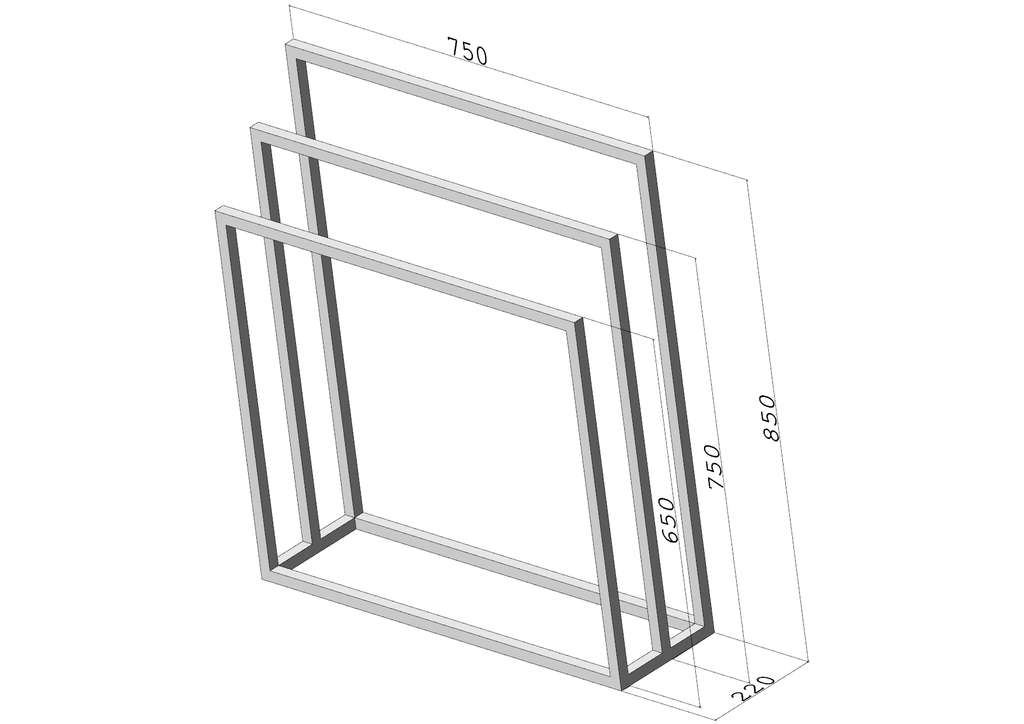 Stojak na ręczniki TRIO Family - (750×220, 650/750/850) – metalowy stojak na ręczniki loft