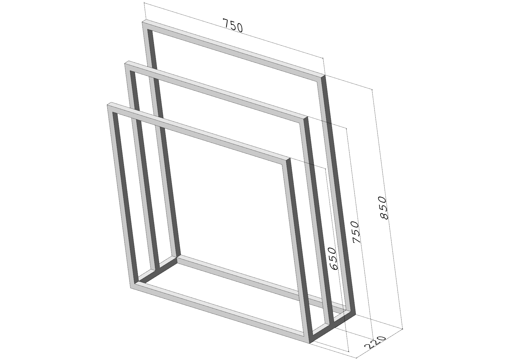 Stojak na ręczniki TRIO Family - (750×220, 650/750/850) – metalowy stojak na ręczniki loft