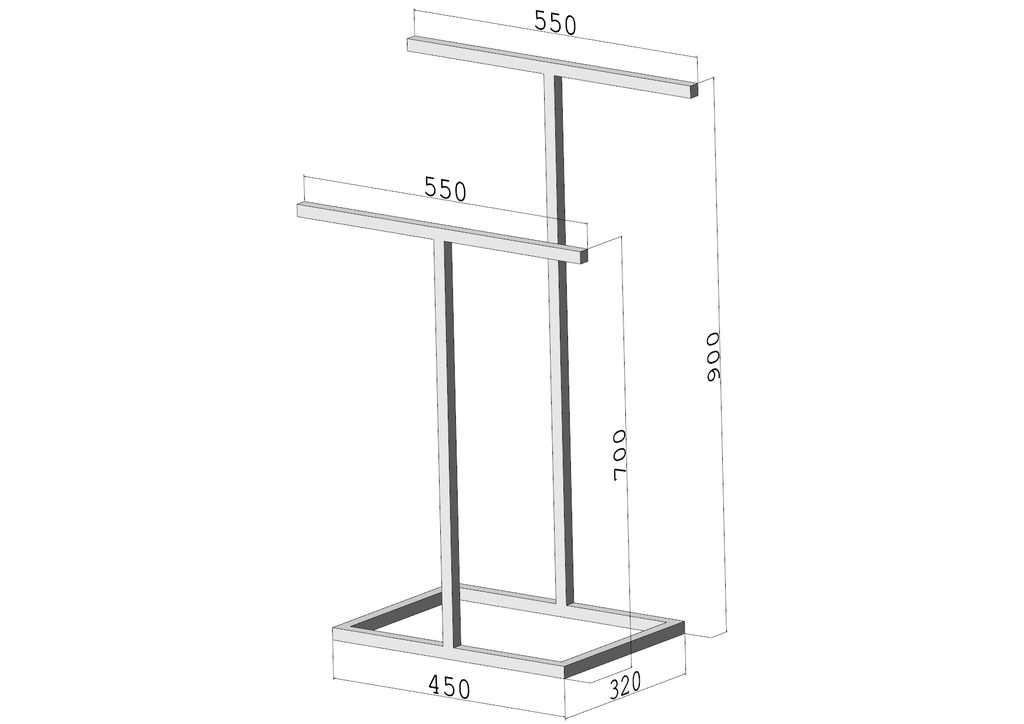 Stojak na ręczniki TWIN L - Szeroki – metalowy stojak na ręczniki loft