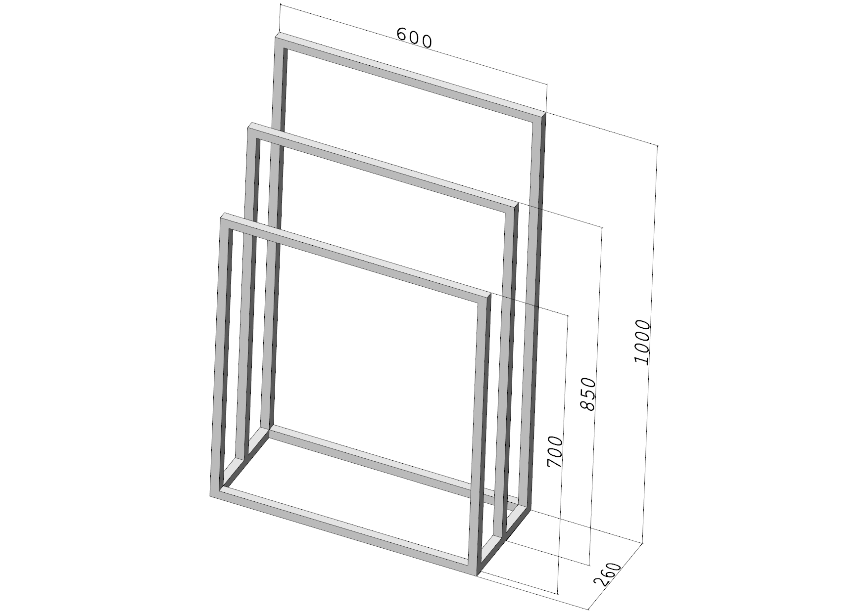 Stojak na ręcznik TRIO Spa - (600×260, 700/850/1000) – metalowy stojak na ręczniki loft