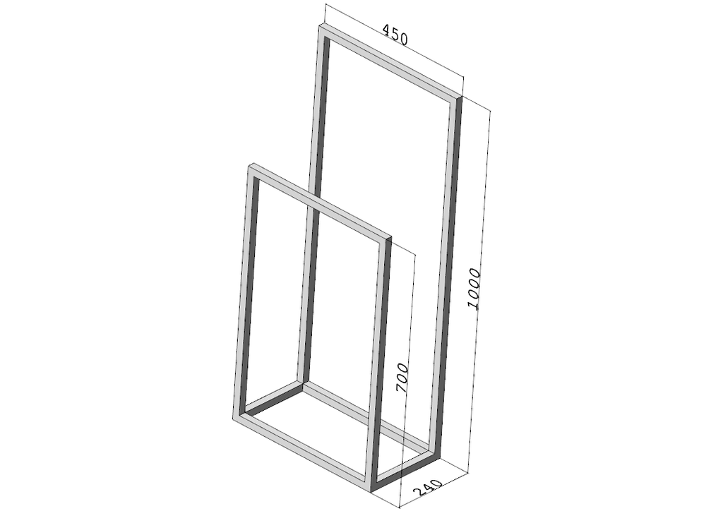 Stojak na ręczniki DUO Spa (450×240, 1000/700 mm) – metalowy stojak na ręczniki loft