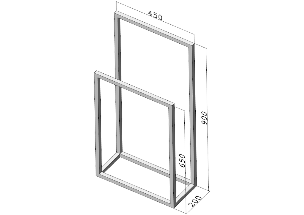Stojak na ręczniki DUO Standard (450×200, 900/650 mm) – metalowy stojak na ręczniki loft
