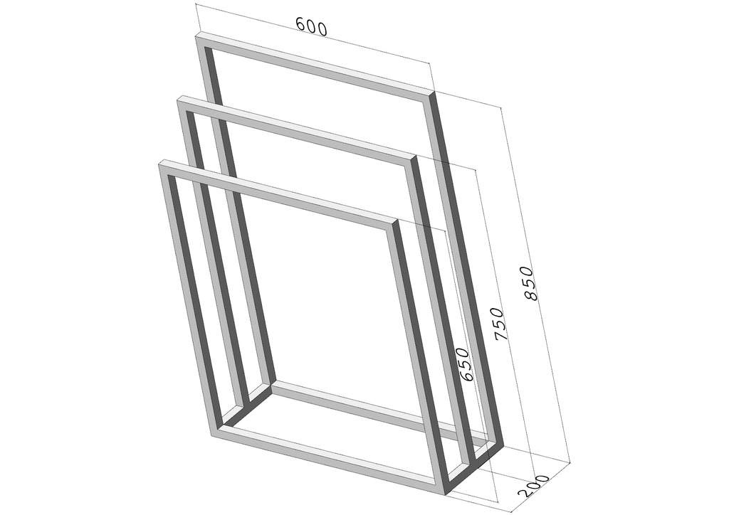 Stojak na ręczniki TRIO Standard - (600×200, 650/750/850) – metalowy stojak na ręczniki loft