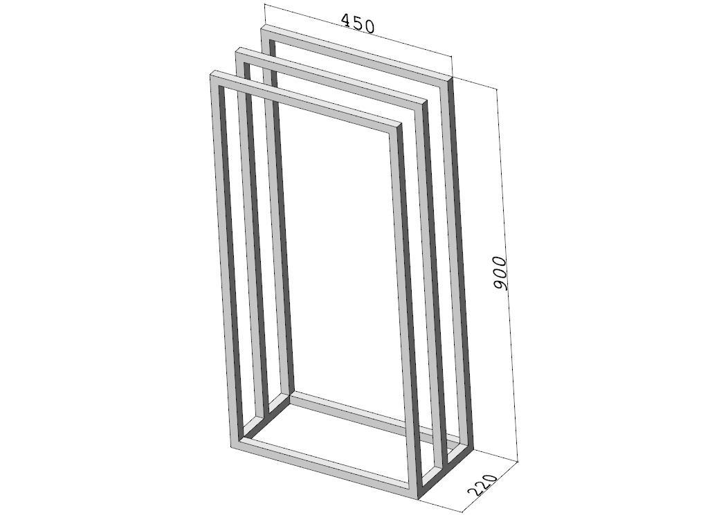 Stojak na ręczniki SLIM Standard (450×220×900 mm) – metalowy stojak na ręczniki loft